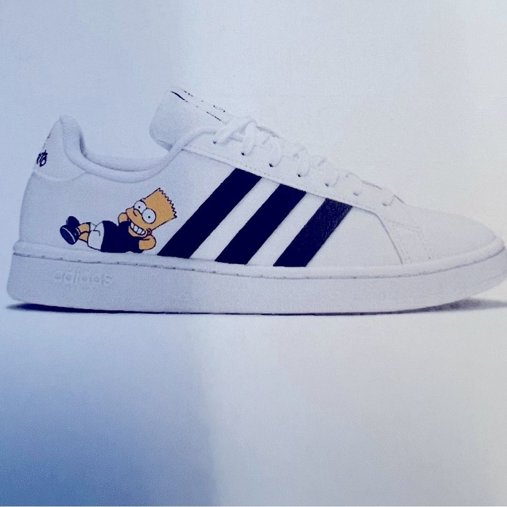 Adidas The Simpsons x Grand Court ‘Bart’- white w/ black stripes
